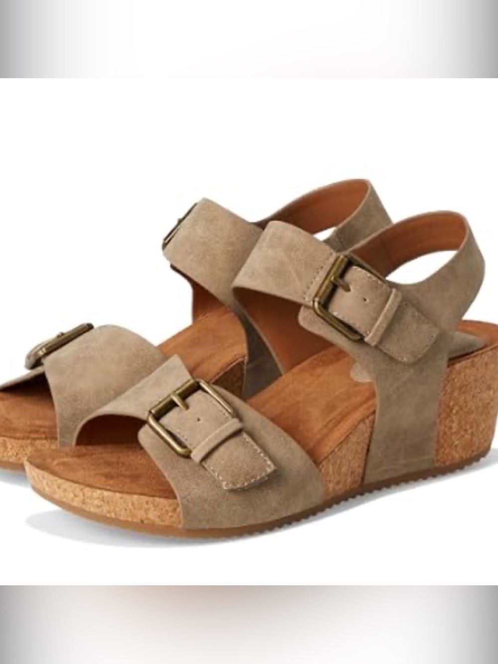 Euro SOFT  Taupe Suede Buckle Sandals 7.5